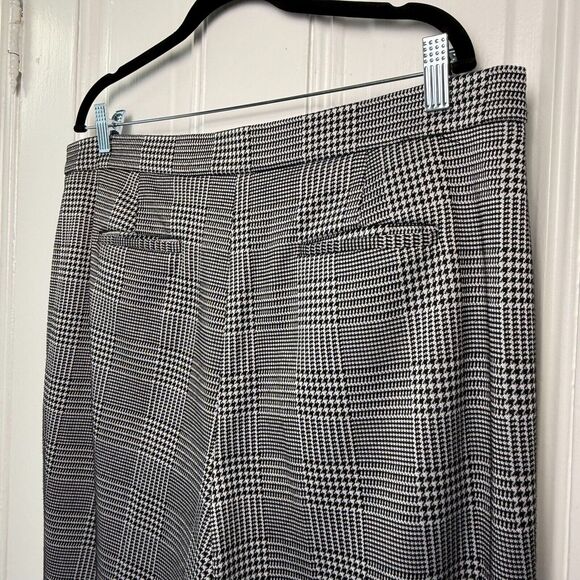 Bar III Nordstrom Pants Womens 16 Black White Houndstooth Straight Leg High Rise - Picture 8 of 9
